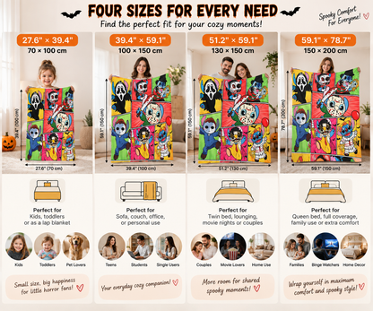 Halloween Horror Cartoon Blanket – Cozy Spooky Throw for Home & Gifts