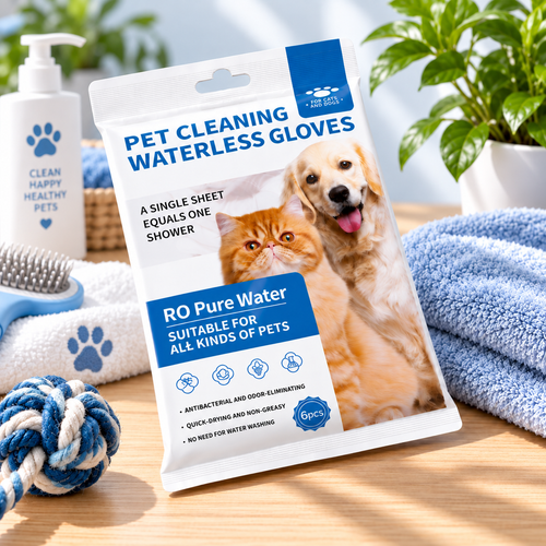 Waterless Pet Cleaning Gloves – No-Rinse, Soft & Disposable for Cats & Dogs