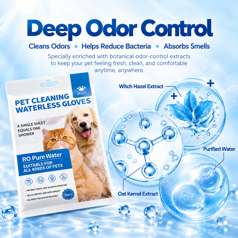 Waterless Pet Cleaning Gloves – No-Rinse, Soft & Disposable for Cats & Dogs