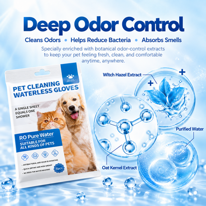 Waterless Pet Cleaning Gloves – No-Rinse, Soft & Disposable for Cats & Dogs