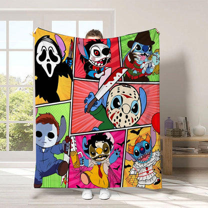 Halloween Horror Cartoon Blanket – Cozy Spooky Throw for Home & Gifts