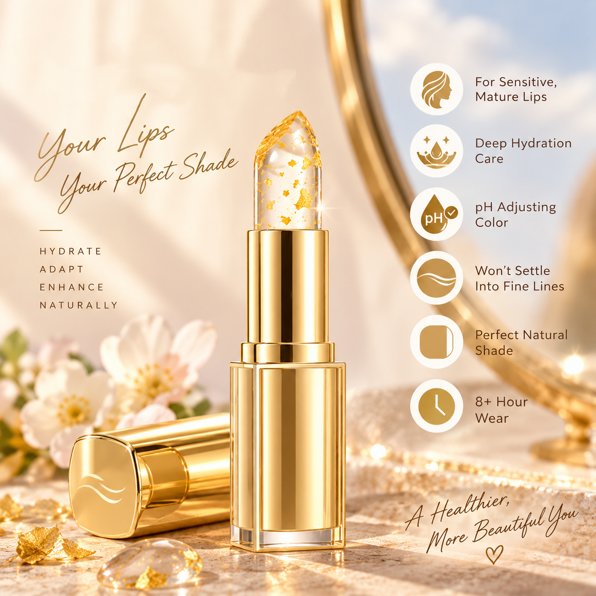 TrueTone pH Adjusting Lipstick with Gold Flakes