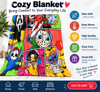 Halloween Horror Cartoon Blanket – Cozy Spooky Throw for Home & Gifts