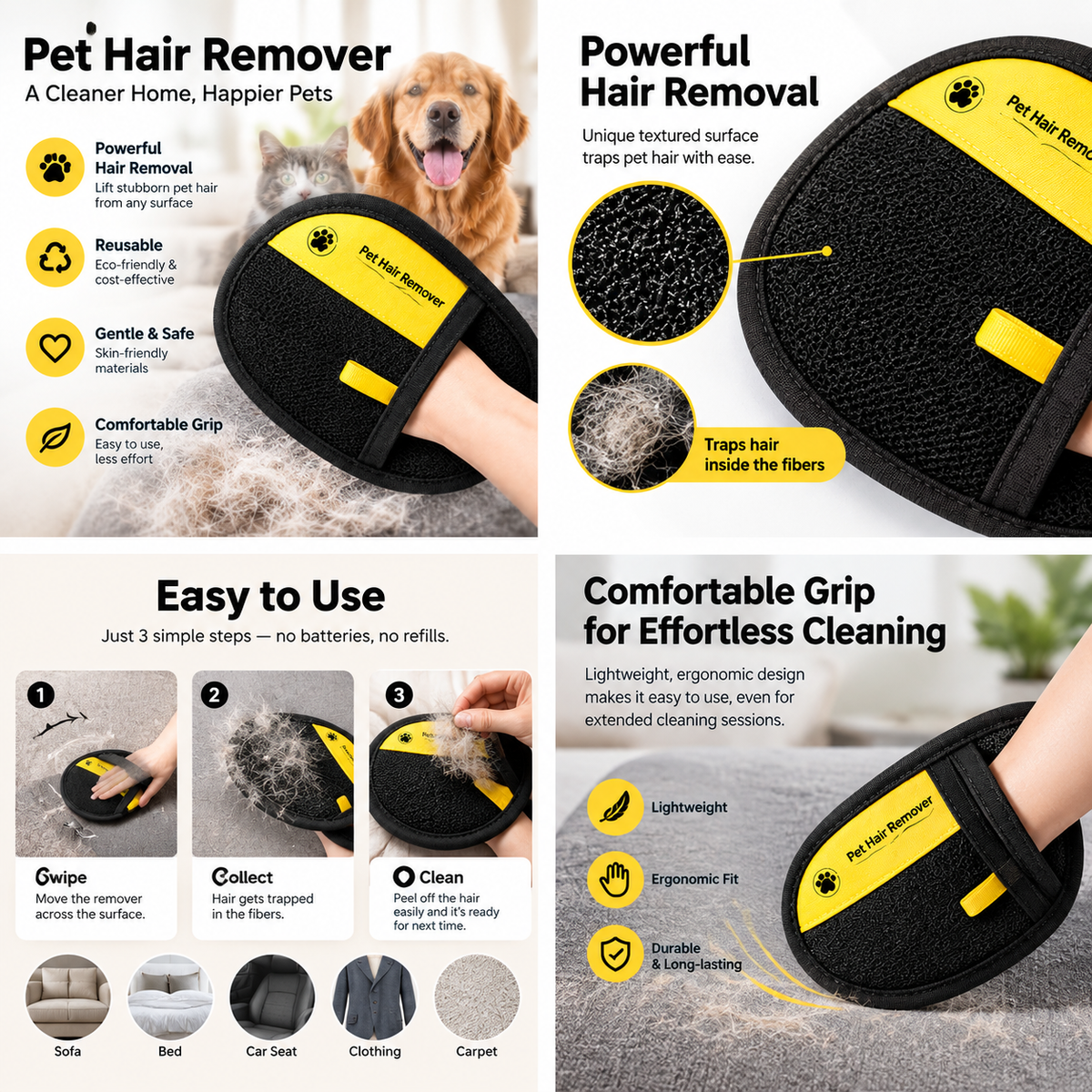 Reusable Pet Hair Remover Glove