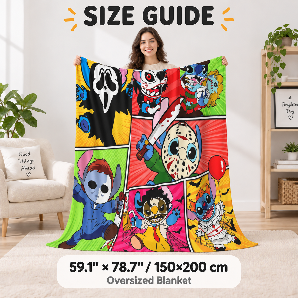 Halloween Horror Cartoon Blanket – Cozy Spooky Throw for Home & Gifts
